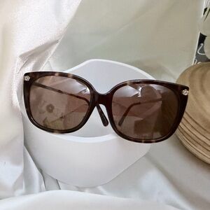 Coach Brown Tortoise Oversized Sunglasses with Brown Lenses